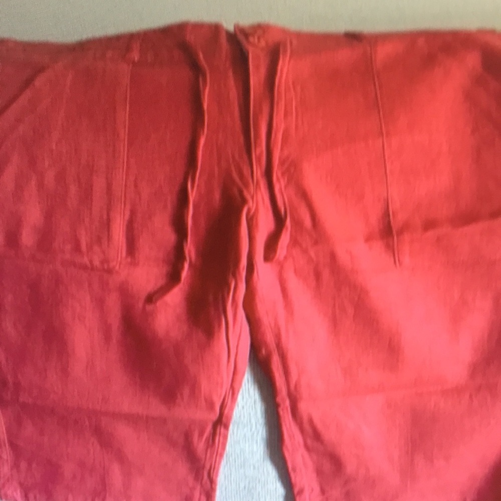 Red Linen Pants by NA Fashion